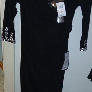 BETSY & ADAM BLACK & BLING ELEGANTE DRESS NEW WITH TAGS